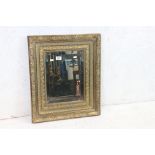 Antique style Gilt Framed Rectangular Mirror with bevelled edge, 54cm x 64cm