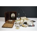 Mixed Collectables including Pocket Watches, 8 Day Clock, Desk Calendar, etc