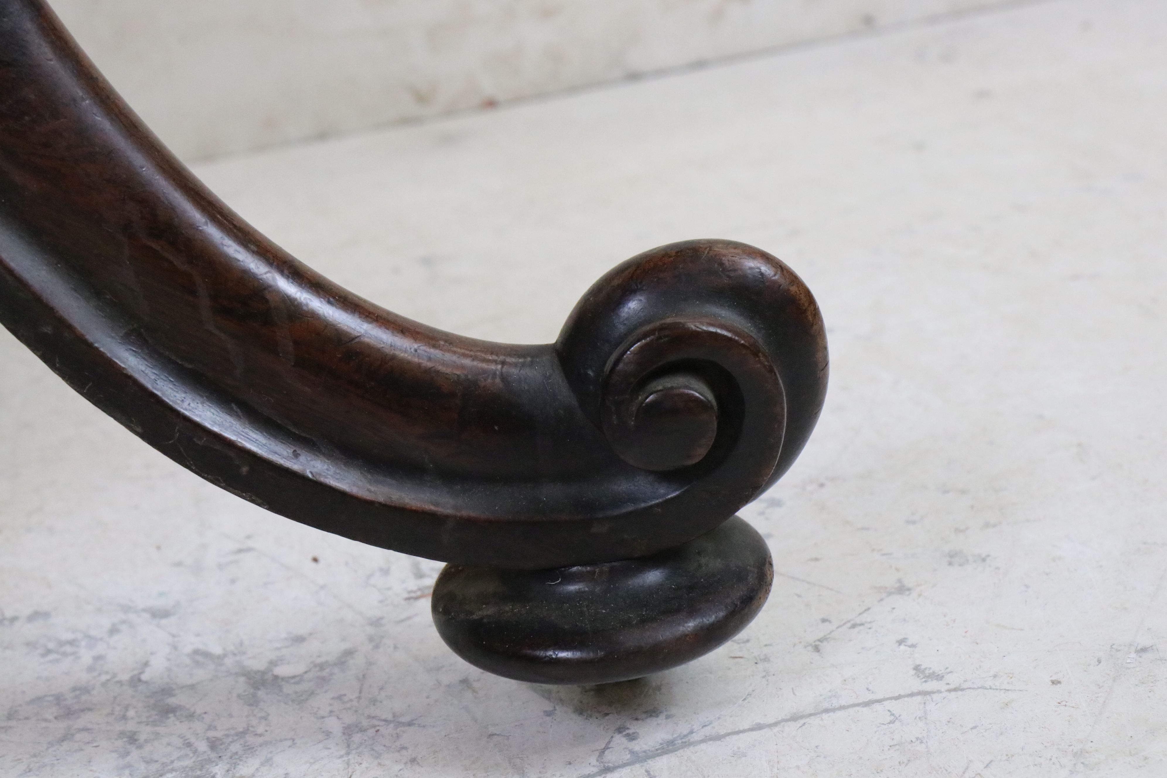 19th century Rosewood Fold over Tea Table raised on a bulbous carved pedestal support with four - Image 7 of 7