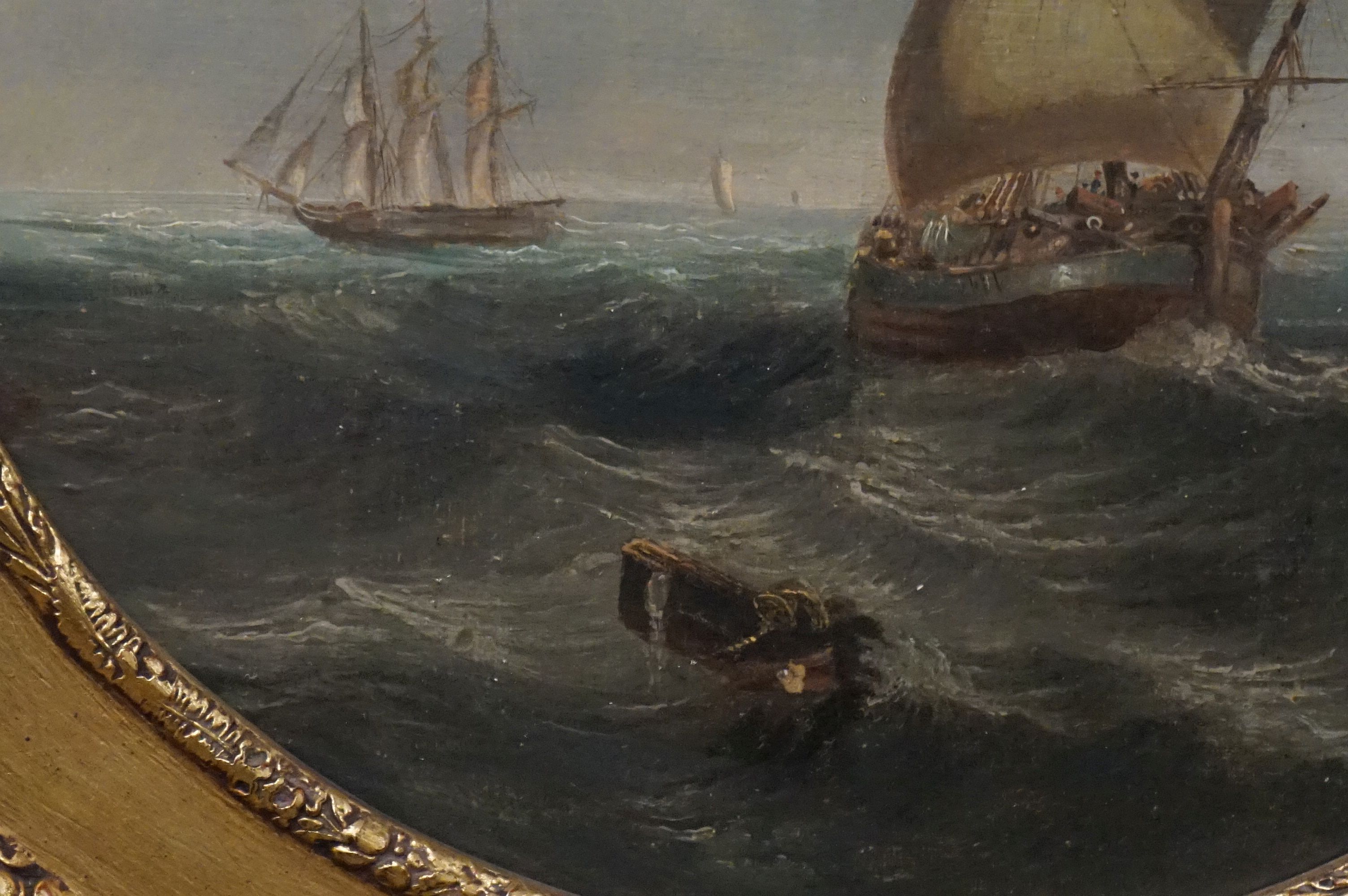 After Luny (19th century) Pair of circular Oil Paintings on Panel ' Loading the boats ' and ' - Image 4 of 9