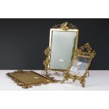 Pair of gilt metal picture frames with cast acorn & leaf decoration, 33cm high, together with a