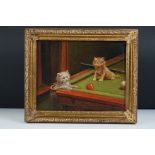 Anthony Barham (21st Century) - Oil on board, Cats on a Billiard Table, signed to bottom, paper