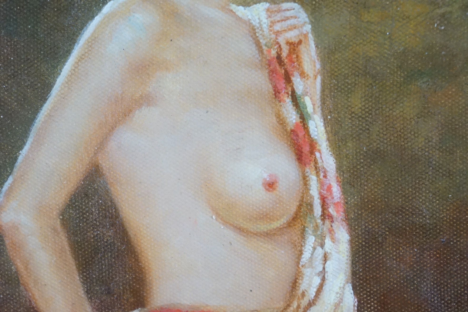 Gilt framed Oil Painting Portrait of a Semi Clad Nude Female - Image 4 of 7