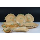 Shorter & Son Novelty Moulded Dinner ware in the form of Fish, yellow and green glazed including