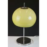 Mid century style Chrome Table Lamp with Yellow Plastic globular Shade, with label ' lot no. 1216,