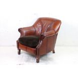 John Lewis Italian Buffalo Tan Leather ' Blenheim ' Armchair, 77cm wide x 93cm deep x 78cm high