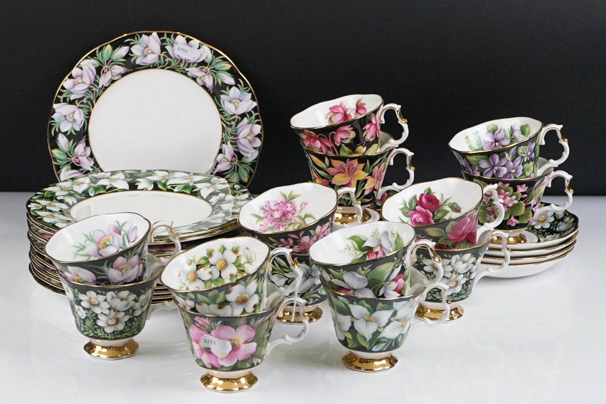 Royal Albert ' Provincial Flowers ' Tea ware, comprising 14 Tea Cups, 11 Saucers and 12 Side Plates,