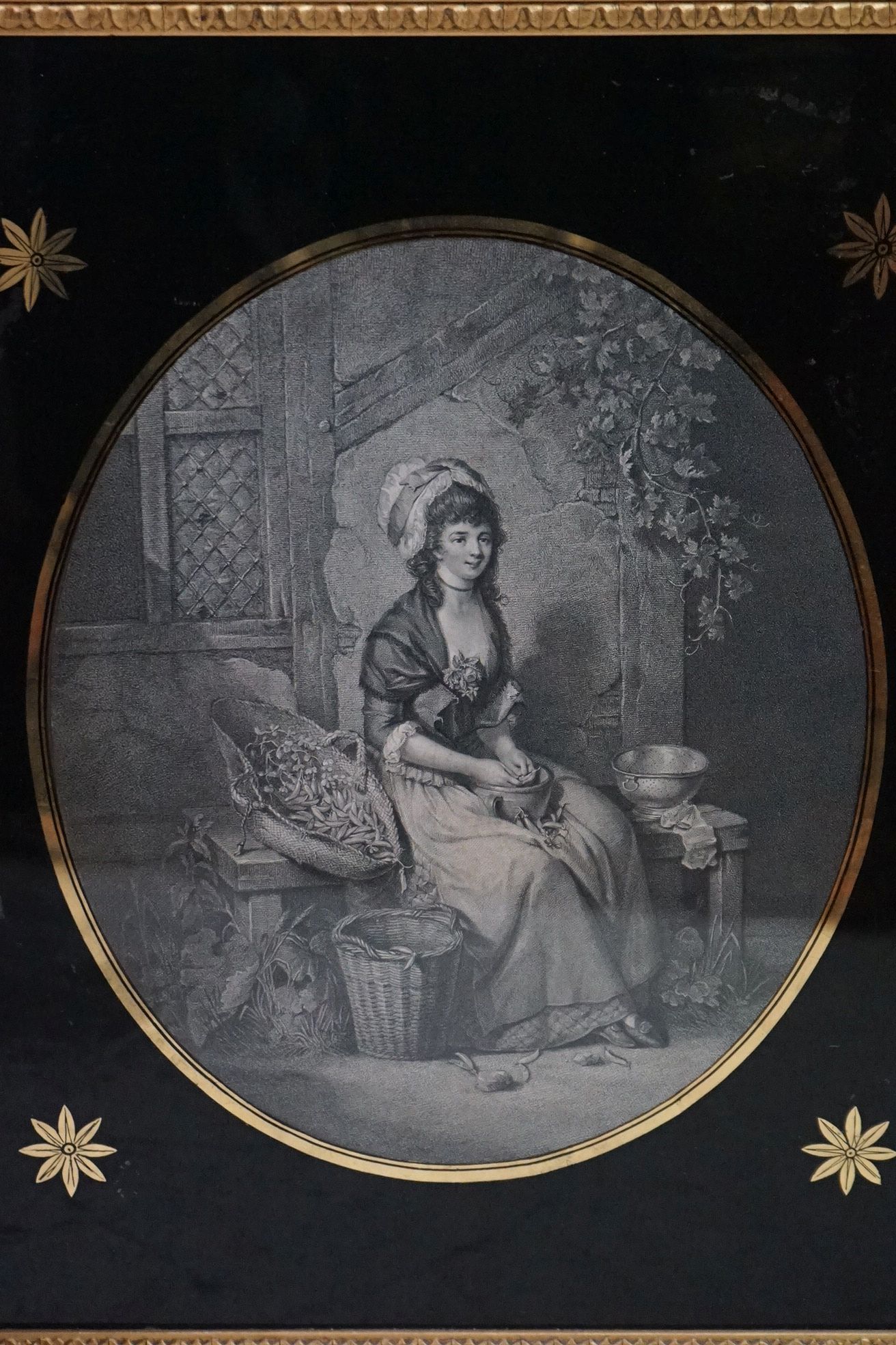 Peltro William Tomkins, Pair of Antique Oval Stipple Engravings including ' a Cottage Girl - Image 3 of 4