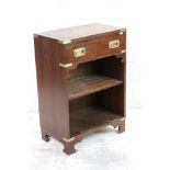 Reproduction Mahogany Campaign Style Side Cabinet with brown leather inset top over a single