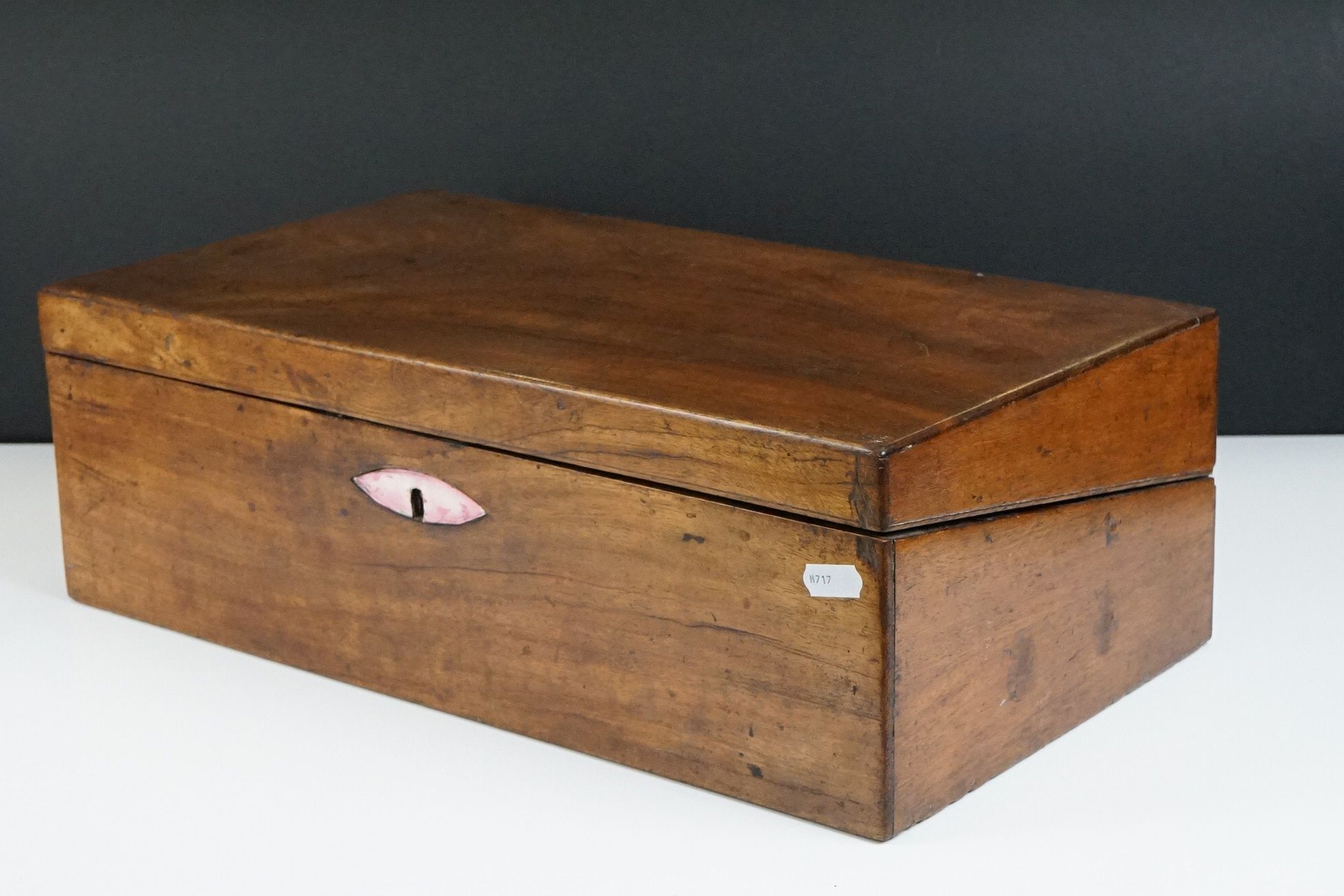 19th Century mahogany writing box of rectangular form, with 'secret' drawer to one end with brass - Image 8 of 8