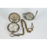 An early 20th century continental silver full hunter pocket watch together with a British military