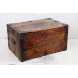 19th century Pine and Iron Bound Blanket / Toolbox, 90cm long x 59cm deep x 48cm high