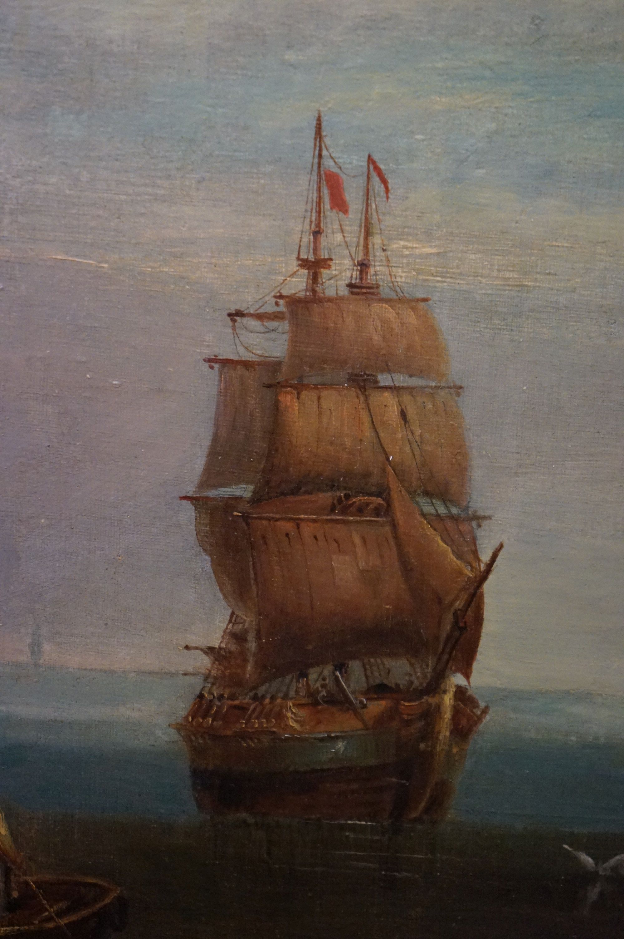 After Luny (19th century) Pair of circular Oil Paintings on Panel ' Loading the boats ' and ' - Image 6 of 9