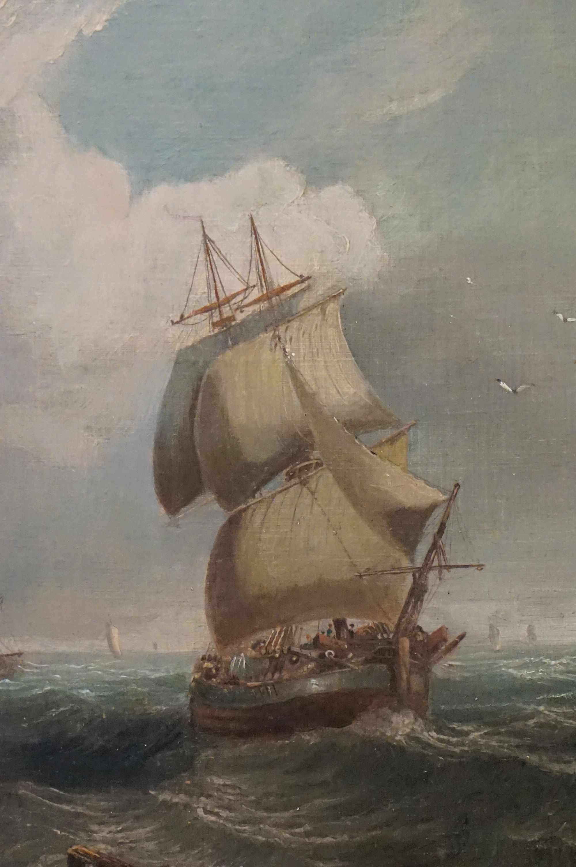 After Luny (19th century) Pair of circular Oil Paintings on Panel ' Loading the boats ' and ' - Image 3 of 9