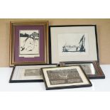 Selection of Framed Pictures to include artists Aubrey Beardsley, Ron Law, H. Nash, etc in pen,