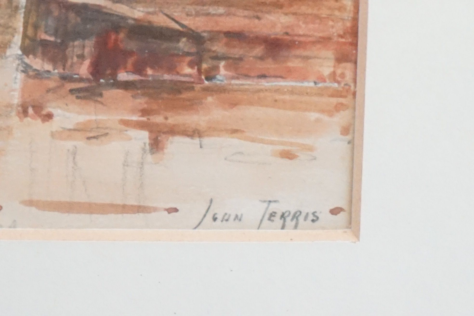 John Terris R.I. , R.S.W (Scottish 1865-1914) Watercolour of Riverside Village, signed lower - Image 5 of 6