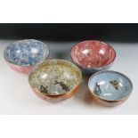 Four Mid 20th Century Lustre Ware bowls to include 2 x Govancroft of Glasgow mottle-glazed fruit