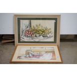 Two 20th Century Watercolour and Pastel paintings of still life vegetables, each signed 'Jane de