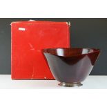 Cartier Mid 20th Century silver-footed mahogany salad bowl, stamped 'Sterling' to foot, boxed,