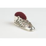 Silver Shoe Pincushion with Ruby cabochon