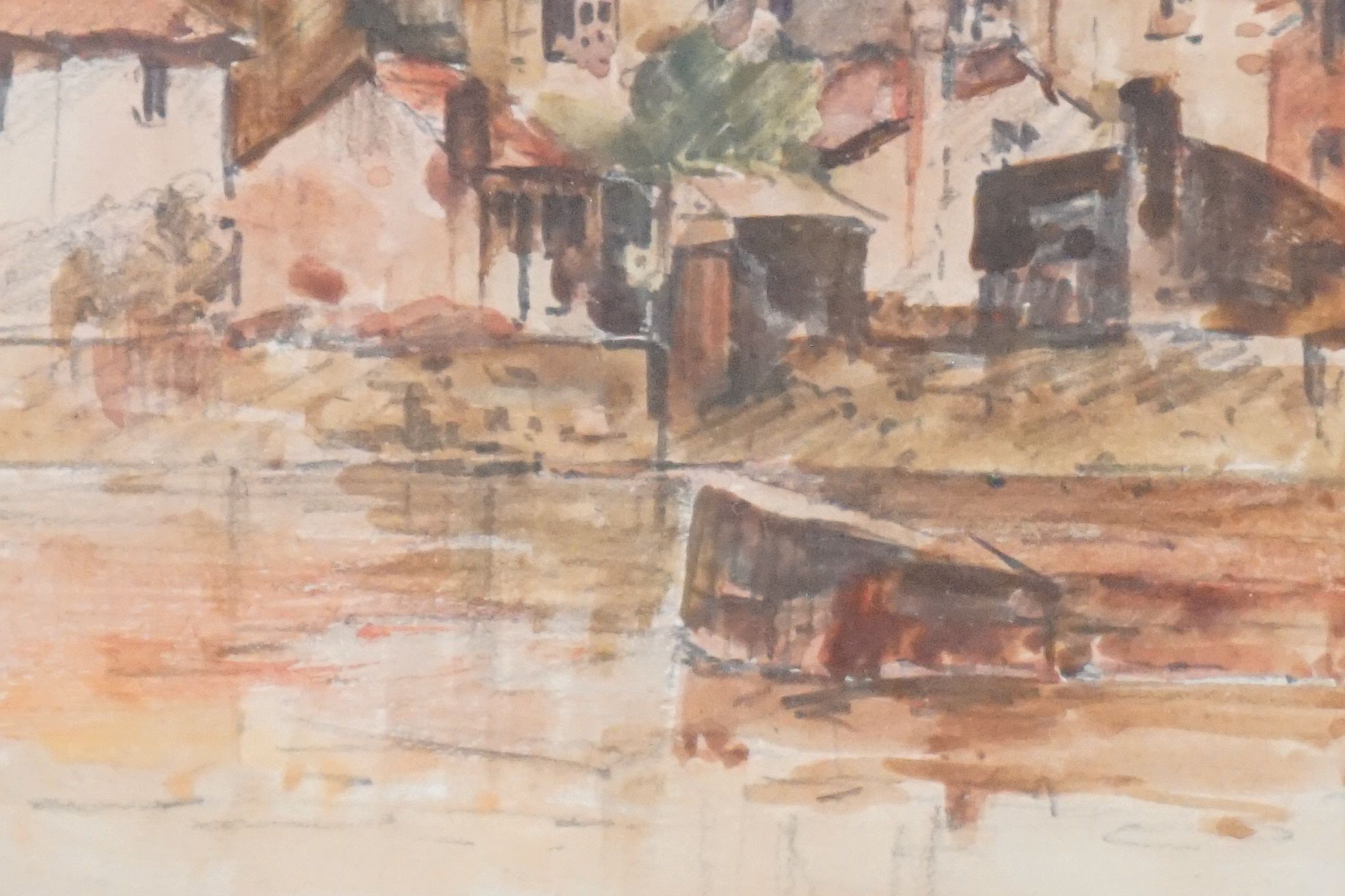 John Terris R.I. , R.S.W (Scottish 1865-1914) Watercolour of Riverside Village, signed lower - Image 4 of 6