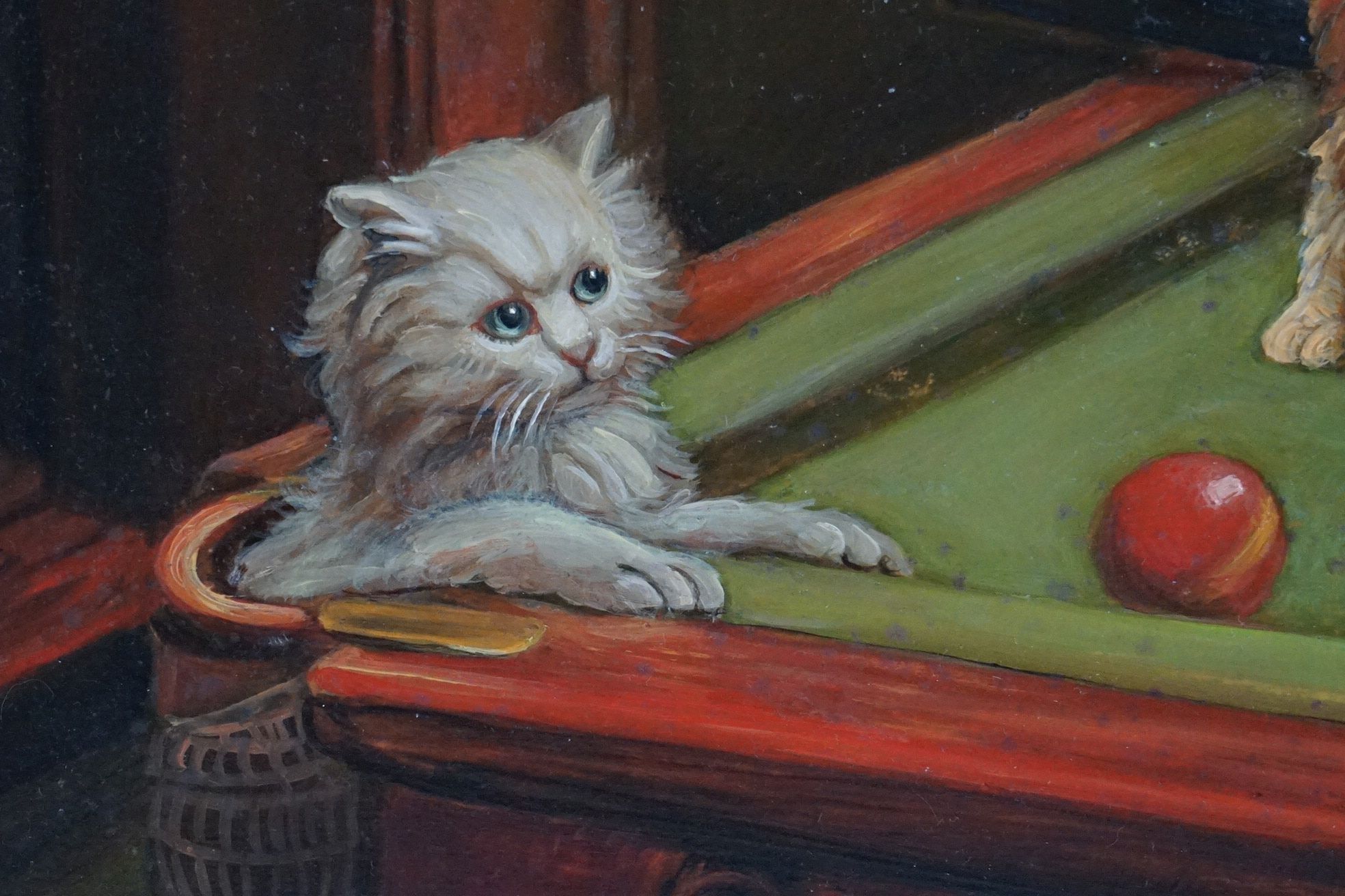 Anthony Barham (21st Century) - Oil on board, Cats on a Billiard Table, signed to bottom, paper - Image 3 of 6