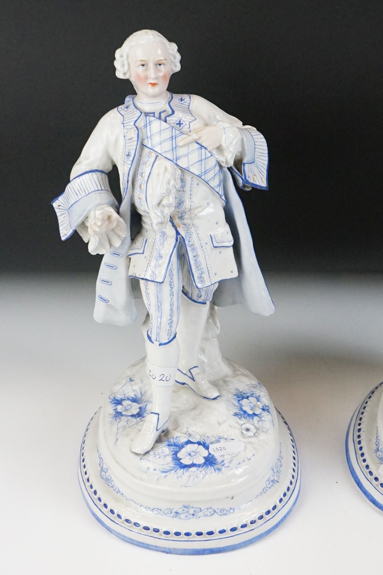 Pair of late 19th Century Continental porcelain figures depicting an 18th century lady and - Image 3 of 12