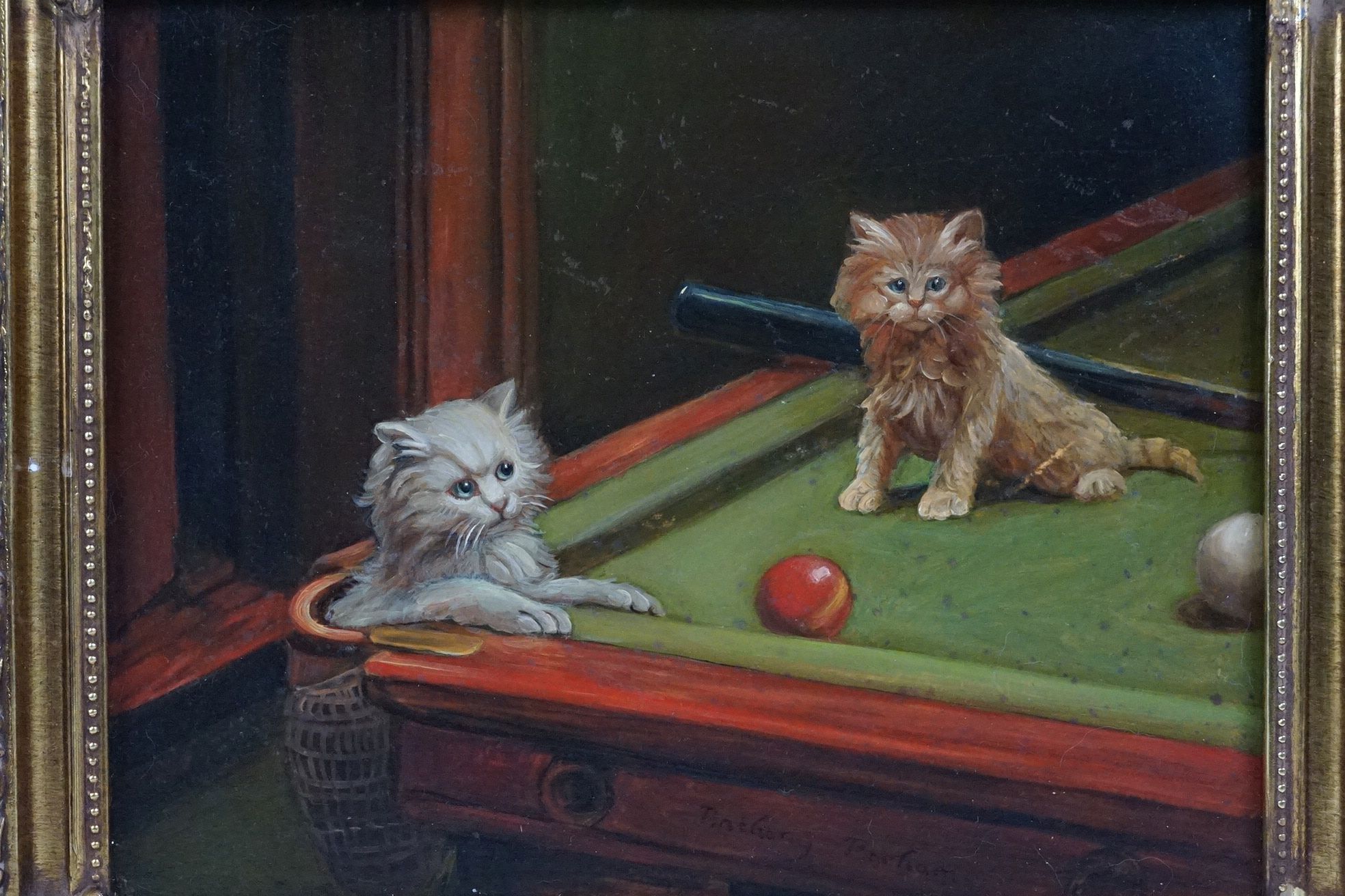 Anthony Barham (21st Century) - Oil on board, Cats on a Billiard Table, signed to bottom, paper - Image 2 of 6