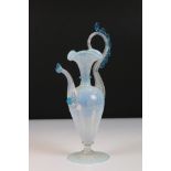 Venetian Murano Pale Blue Glass Ewer probably by Salviati, 23cm high