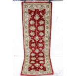 Firth Rugs Red and Cream Ground Runner hand made in India, 178cm x 60cm
