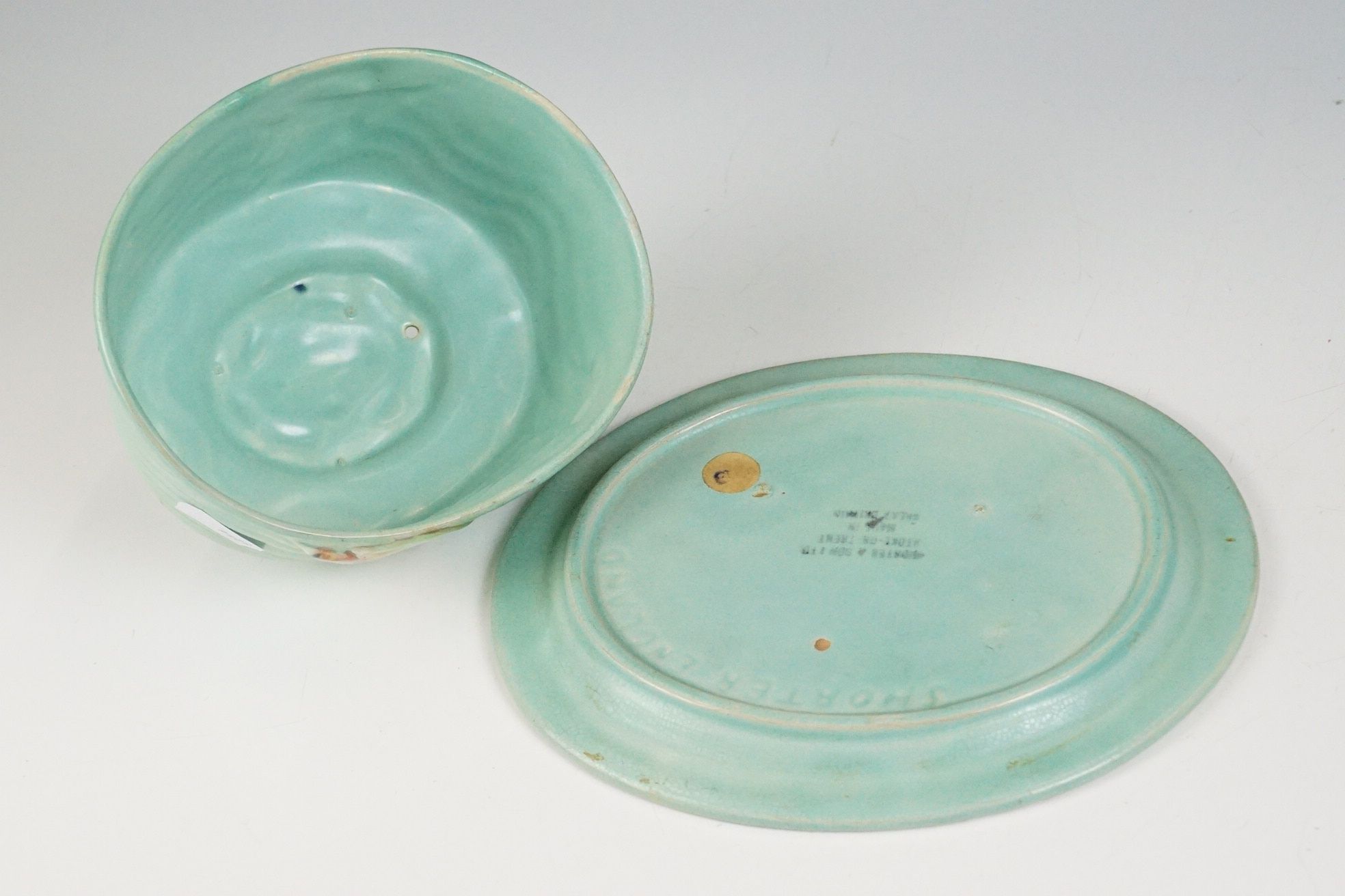 Art Deco Shorter & Sons Ltd Green Glazed Part Breakfast Set with moulded relief decoration of - Image 8 of 11