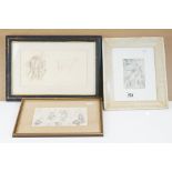 Pen and Wash of a Theatrical Scene, Pencil Study with Chinese children at play and a Pastel Study of