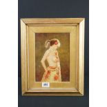 Gilt framed Oil Painting Portrait of a Semi Clad Nude Female
