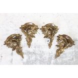 Set of Four Italian Carved Giltwood Wall Brackets in the Rococo style, each 17cm wide x 19cm high