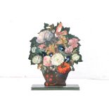 Painted Dummy Board in the form of Flowers in a Vase, 65cm high x 53cm high