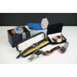 A small collection of gents watches to include Oris, Boss, Seiko and Pagani Design examples...