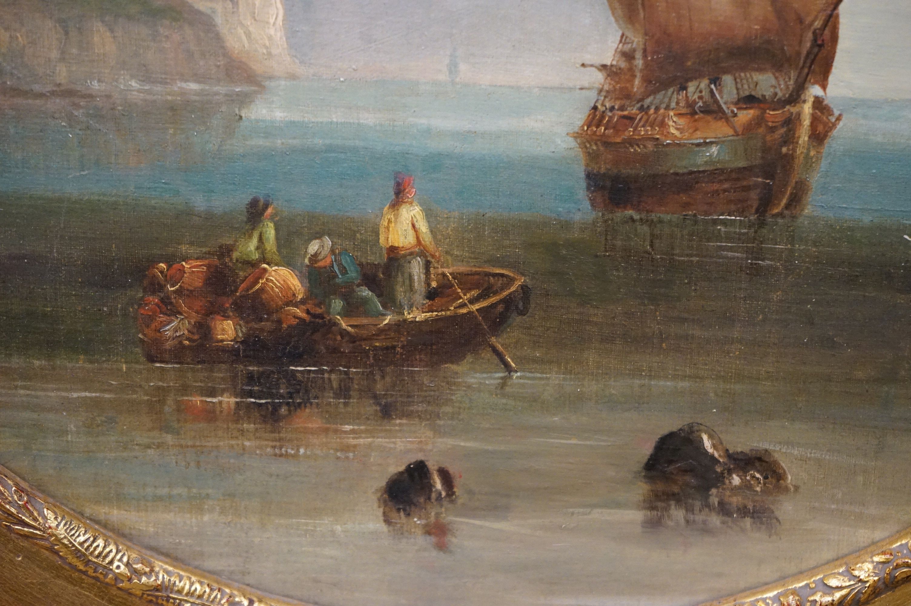 After Luny (19th century) Pair of circular Oil Paintings on Panel ' Loading the boats ' and ' - Image 7 of 9