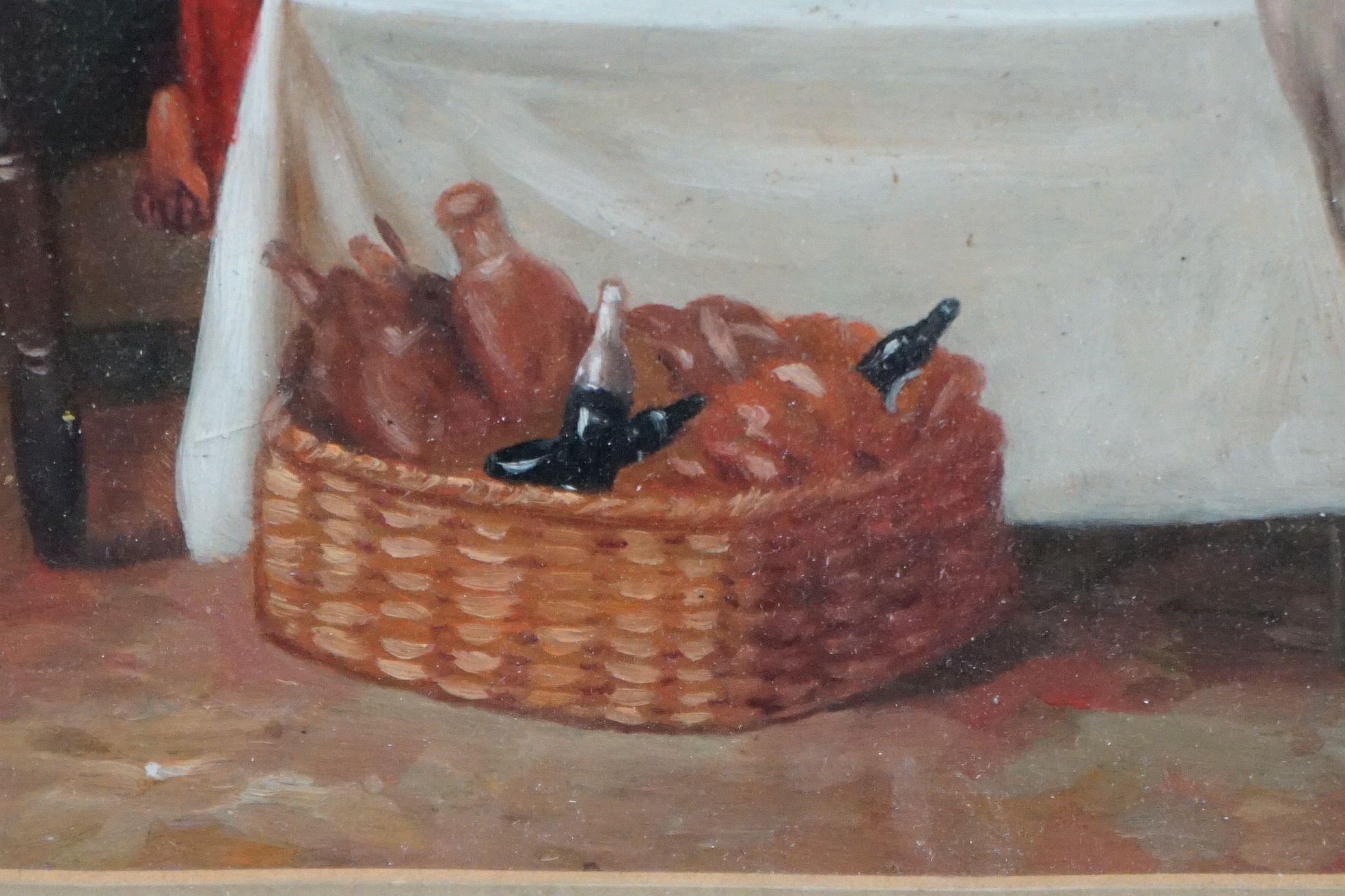 Oil on Board a Satirical Portrait of a Bear and a Monkey enjoying a feast - Image 5 of 6