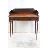 Victorian Mahogany Side Table with three-quarter galleried back and single drawer, raised on