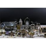 Mixed Metalware including Silver Candlestick, Silver Handled Cutlery, Various Silver Plate and other