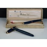 A vintage Parker 51 fountain pen and propelling pencil set within original box.