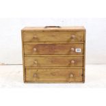 Victorian Pine Portable Four Drawer Chest, 46cm wide x 41cm high