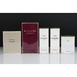 A collection of Chanel Paris to include Chanel No.5 Elixir Sensuel (x2), Chanel Allure Sensuelle Eau