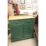 Pine Painted Kitchen Base with Two Drawers over Two Doors, 92cm wide x 92cm high