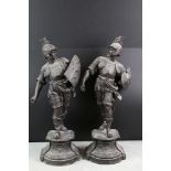 Pair of 19th century Spelter Figures of Renaissance Warriors, 58cm high