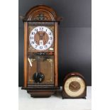 1930's Oak Domed Cased Mantle Clock together with ' Holly ' 30 day Wall Clock