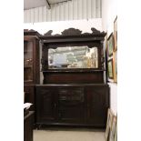 Late 19th century Art Nouveau Mahogany Mirrored Back Sideboard, the bow front with an arrangement of