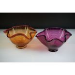 Bob Crooks - Two ' Venetian ' glass bowls of lobed form, to include an amber example with ruby