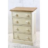 Part Painted Pine Four Drawer Chest, 50cm wide x 76cm high