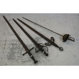 A selection of four medieval style swords.